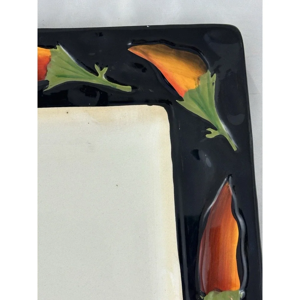 Clay Art Cayenne Chili Pepper Square Serving Dish 11